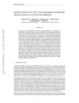 Data Efficient Any Transformer-to-Mamba Distillation via Attention Bridge