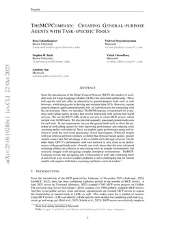 TheMCPCompany: Creating General-purpose Agents with Task-specific Tools