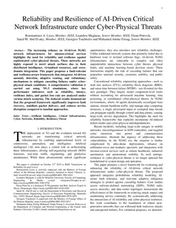 Reliability and Resilience of AI-Driven Critical Network Infrastructure under Cyber-Physical Threats