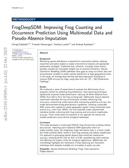 FrogDeepSDM: Improving Frog Counting and Occurrence Prediction Using Multimodal Data and Pseudo-Absence Imputation