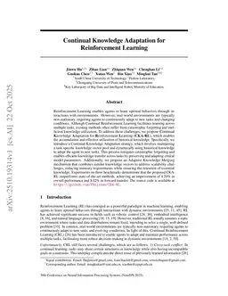 Continual Knowledge Adaptation for Reinforcement Learning