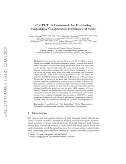 CoRECT: A Framework for Evaluating Embedding Compression Techniques at Scale