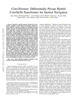 ConvXformer: Differentially Private Hybrid ConvNeXt-Transformer for Inertial Navigation