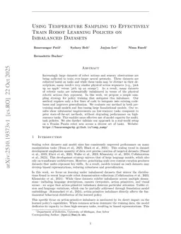 Using Temperature Sampling to Effectively Train Robot Learning Policies on Imbalanced Datasets