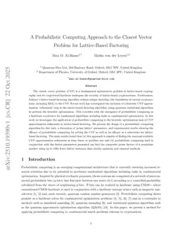 A Probabilistic Computing Approach to the Closest Vector Problem for Lattice-Based Factoring