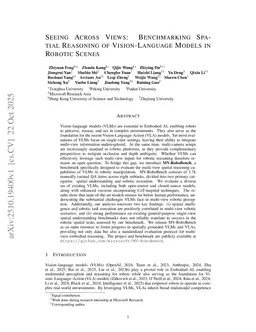 Seeing Across Views: Benchmarking Spatial Reasoning of Vision-Language Models in Robotic Scenes