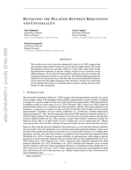 Revisiting the Relation Between Robustness and Universality