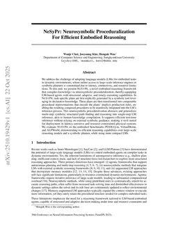 NeSyPr: Neurosymbolic Proceduralization For Efficient Embodied Reasoning