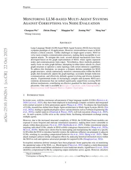 Monitoring LLM-based Multi-Agent Systems Against Corruptions via Node Evaluation