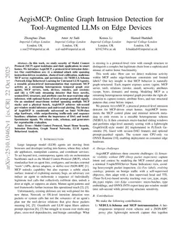 AegisMCP: Online Graph Intrusion Detection for Tool-Augmented LLMs on Edge Devices