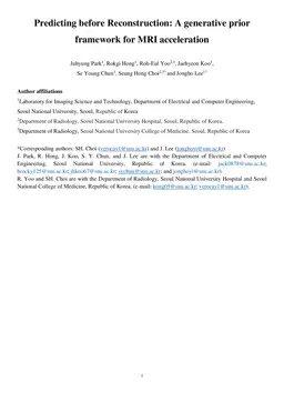 Predicting before Reconstruction: A generative prior framework for MRI acceleration