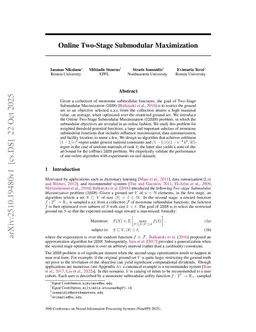 Online Two-Stage Submodular Maximization