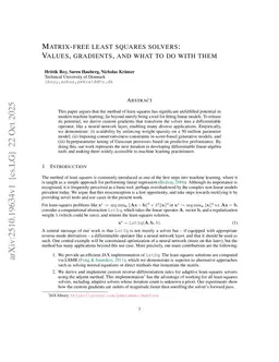 Matrix-Free Least Squares Solvers: Values, Gradients, and What to Do With Them