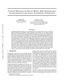 Unfair Mistakes on Social Media: How Demographic Characteristics influence Authorship Attribution