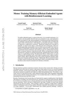 Memo: Training Memory-Efficient Embodied Agents with Reinforcement Learning