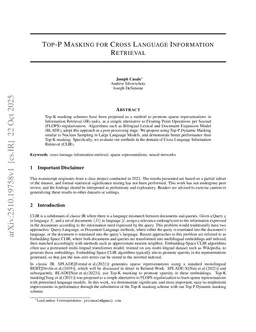 Top-P Masking for Cross Language Information Retrieval