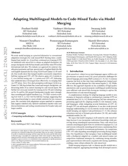 Adapting Multilingual Models to Code-Mixed Tasks via Model Merging