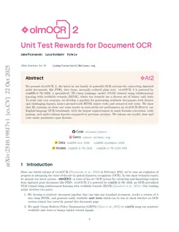olmOCR 2: Unit Test Rewards for Document OCR