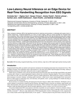 Low-Latency Neural Inference on an Edge Device for Real-Time Handwriting Recognition from EEG Signals