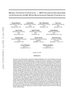 Model Context Contracts - MCP-Enabled Framework to Integrate LLMs With Blockchain Smart Contracts
