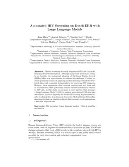 Automated HIV Screening on Dutch Electronic Health Records with Large Language Models