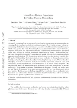 Quantifying Feature Importance for Online Content Moderation