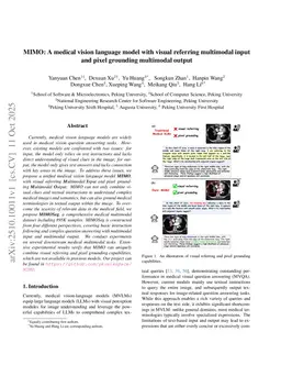 MIMO: A medical vision language model with visual referring multimodal input and pixel grounding multimodal output