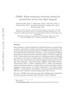 FOSSIL: Regret-Minimizing Curriculum Learning for Metadata-Free and Low-Data Mpox Diagnosis