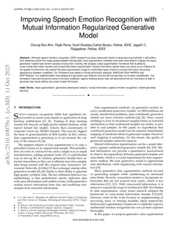 Improving Speech Emotion Recognition with Mutual Information Regularized Generative Model