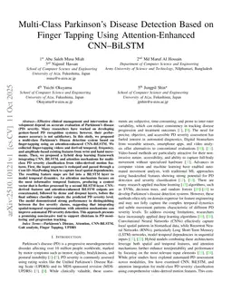 Multi Class Parkinson Disease Detection Based on Finger Tapping Using Attention Enhanced CNN BiLSTM