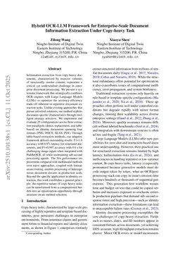 Hybrid OCR-LLM Framework for Enterprise-Scale Document Information Extraction Under Copy-heavy Task