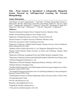 From Generic to Specialized: A Subspecialty Diagnostic System Powered by Self-Supervised Learning for Cervical Histopathology