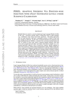 PIXEL: Adaptive Steering Via Position-wise Injection with eXact Estimated Levels under Subspace Calibration