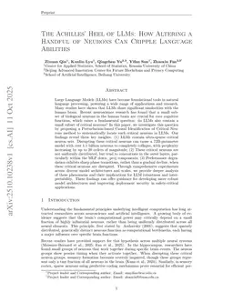 The Achilles' Heel of LLMs: How Altering a Handful of Neurons Can Cripple Language Abilities