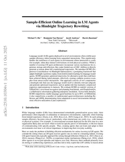Sample-Efficient Online Learning in LM Agents via Hindsight Trajectory Rewriting