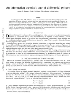 An information theorist's tour of differential privacy