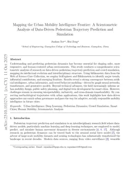 Mapping the Urban Mobility Intelligence Frontier: A Scientometric Analysis of Data-Driven Pedestrian Trajectory Prediction and Simulation