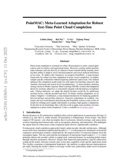 PointMAC: Meta-Learned Adaptation for Robust Test-Time Point Cloud Completion