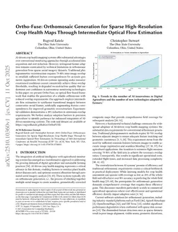 Ortho-Fuse: Orthomosaic Generation for Sparse High-Resolution Crop Health Maps Through Intermediate Optical Flow Estimation