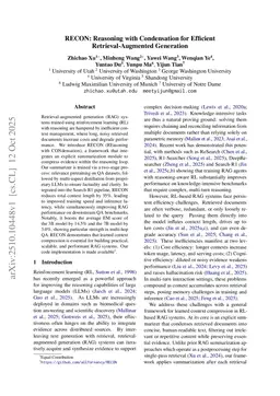 RECON: Reasoning with Condensation for Efficient Retrieval-Augmented Generation