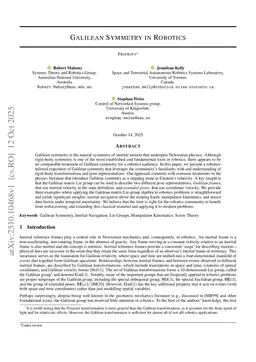 Galilean Symmetry in Robotics