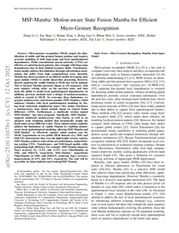 MSF-Mamba: Motion-aware State Fusion Mamba for Efficient Micro-Gesture Recognition