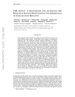 FML-bench: A Benchmark for Automatic ML Research Agents Highlighting the Importance of Exploration Breadth
