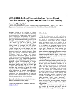 MRS-YOLO Railroad Transmission Line Foreign Object Detection Based on Improved YOLO11 and Channel Pruning