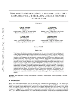 Deep semi-supervised approach based on consistency regularization and similarity learning for weeds classification