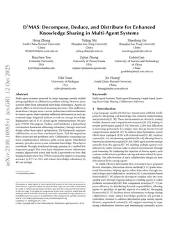D3MAS: Decompose, Deduce, and Distribute for Enhanced Knowledge Sharing in Multi-Agent Systems