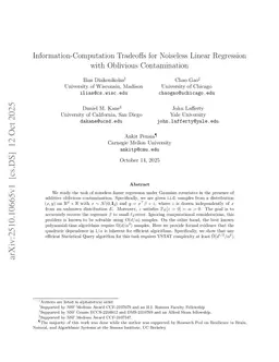 Information-Computation Tradeoffs for Noiseless Linear Regression with Oblivious Contamination