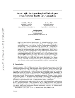 AGENTIQL: An Agent-Inspired Multi-Expert Framework for Text-to-SQL Generation