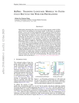 RePro: Training Language Models to Faithfully Recycle the Web for Pretraining