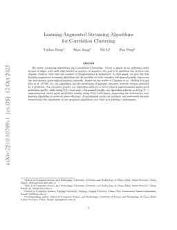 Learning-Augmented Streaming Algorithms for Correlation Clustering